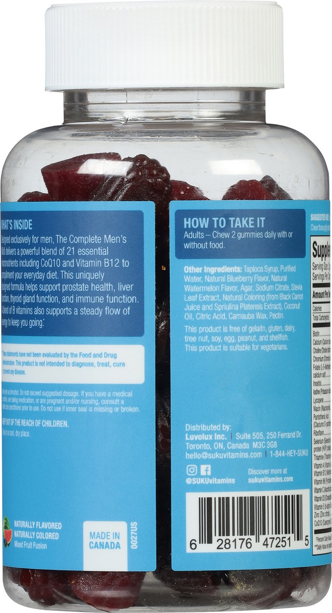 slide 12 of 12, Kumu Sugar Free The Complete Men's Mixed Fruit Fusion Multivitamin 60 Gummies, 60 ct