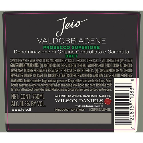 slide 8 of 10, Jeio (by Bisol) Brut Valdobbiadene Prosecco Superiore DOCG NV, 750 ml