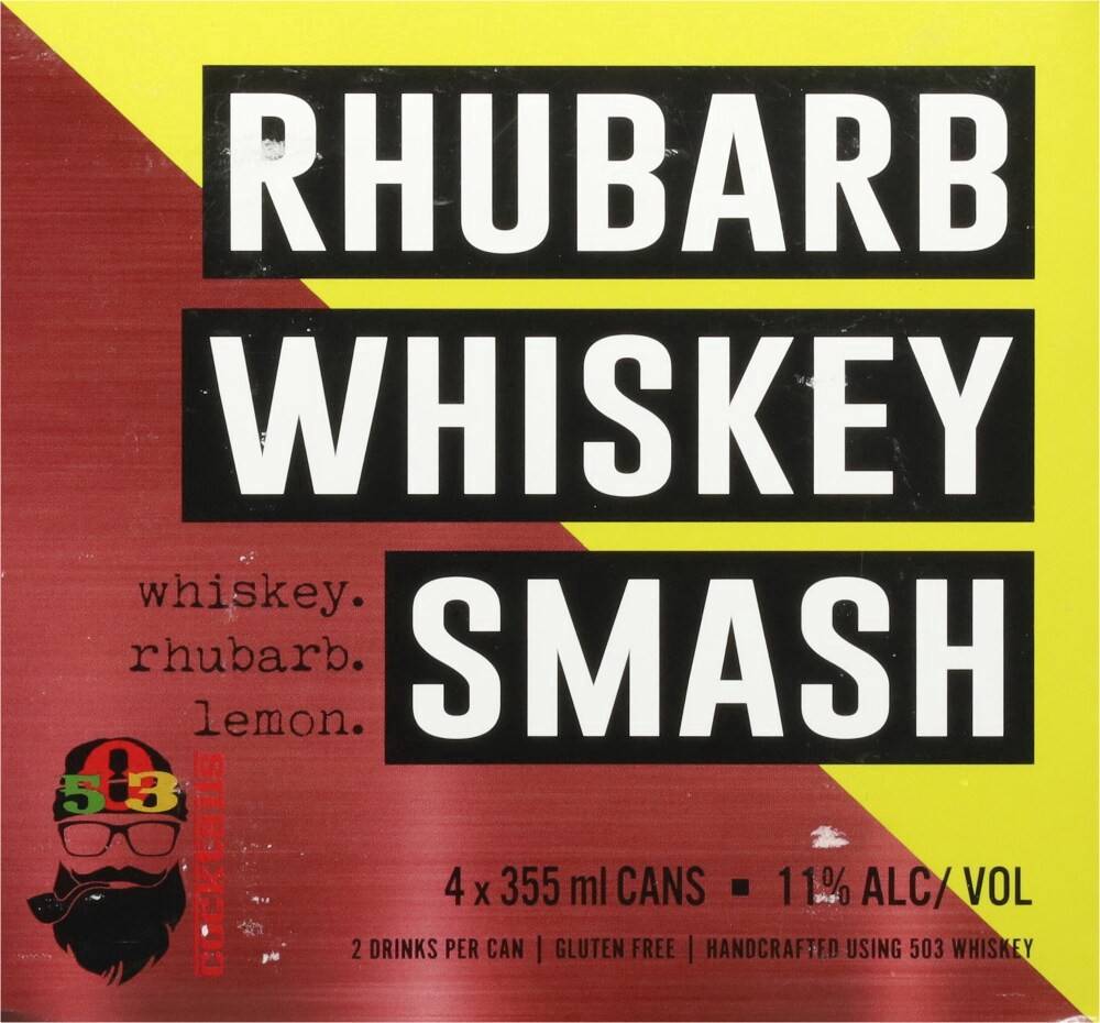 slide 2 of 6, 503 Distilling Rhubarb Whiskey Smash Cocktails 4 - 355 ml Cans, 4 ct