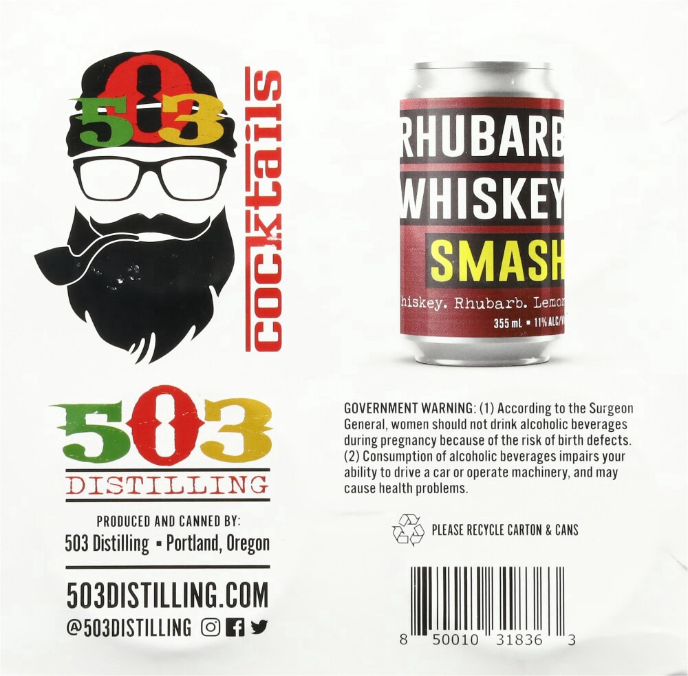 slide 4 of 6, 503 Distilling Rhubarb Whiskey Smash Cocktails 4 - 355 ml Cans, 4 ct