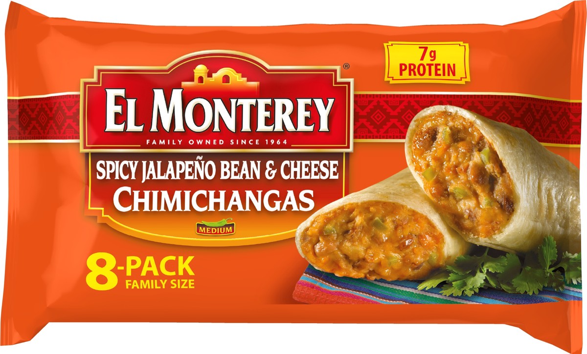 slide 8 of 8, El Monterey Family Size Spicy Jalapeno Bean & Cheese Chimichangas, 8 ct; 4 oz