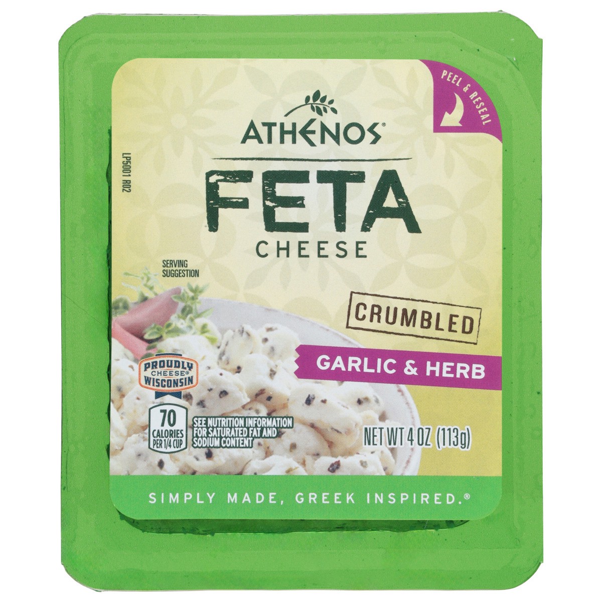 slide 1 of 1, Athenos Garlic & Herb Crumbled Traditional Feta Cheese, 4 oz