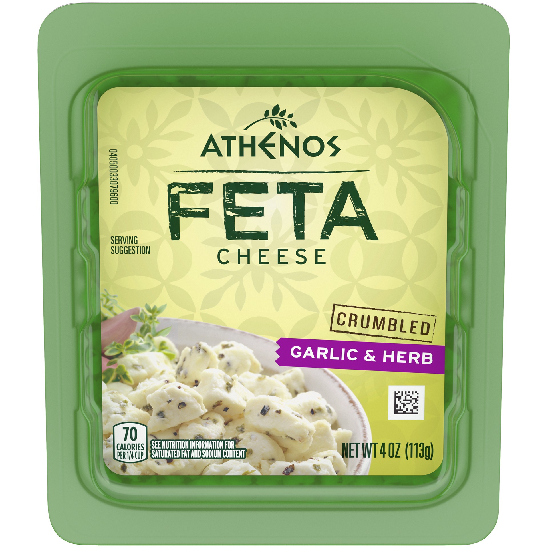 slide 1 of 6, Athenos Garlic & Herb Crumbled Feta Cheese, 4 oz Tub, 4 oz