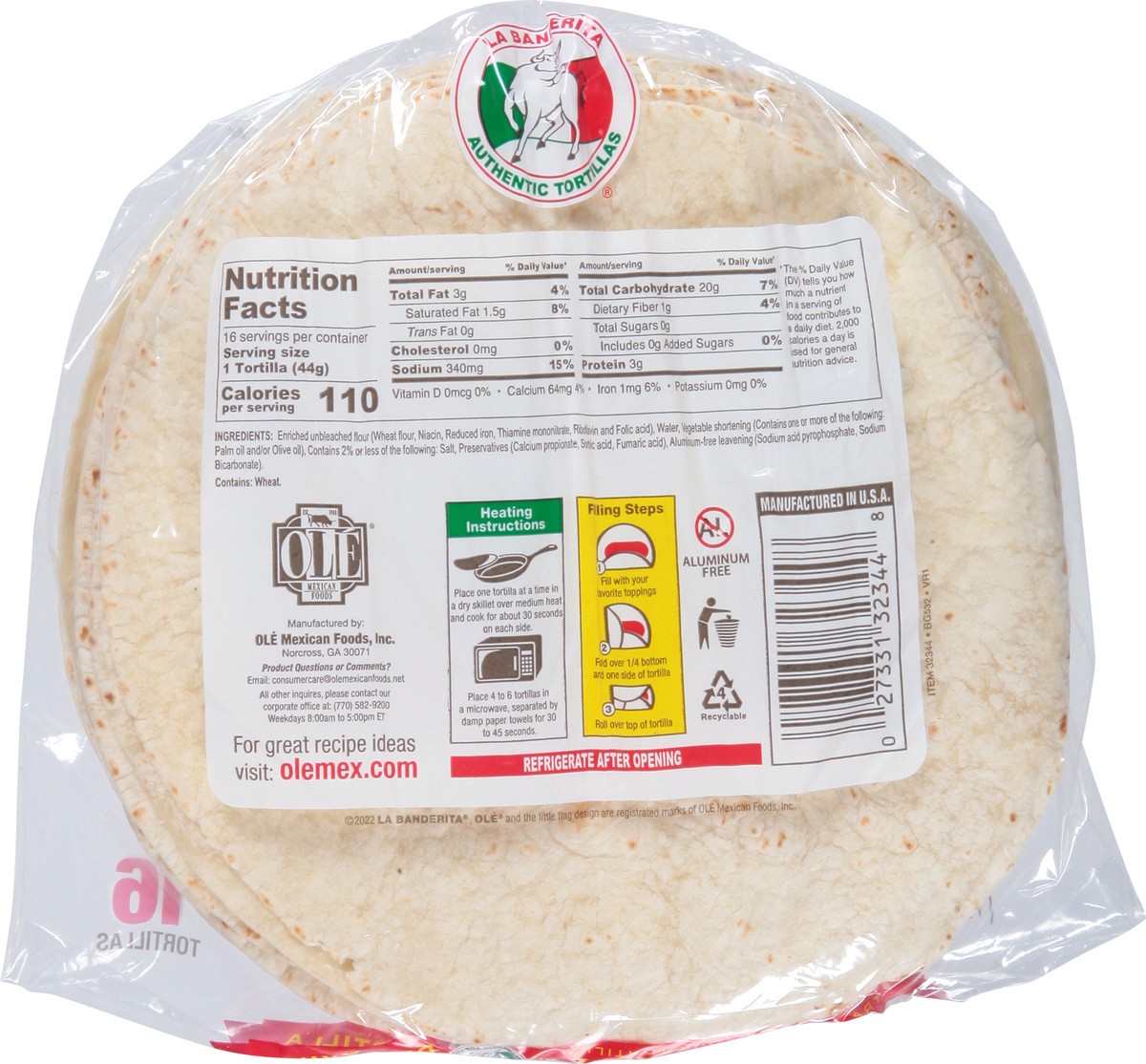 slide 7 of 14, La Banderita Comalera Traditional Flour Tortillas 16 ea, 16 ct