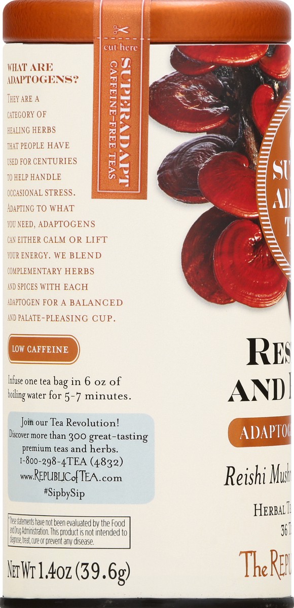 slide 5 of 9, The Republic of Tea Bags Reishi Mushroom and Cocoa Super Adapt Tea - 36 ct, 36 ct