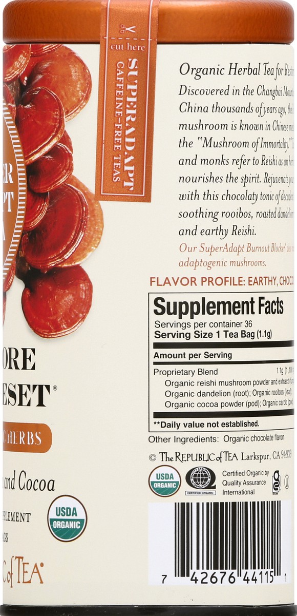 slide 9 of 9, The Republic of Tea Bags Reishi Mushroom and Cocoa Super Adapt Tea - 36 ct, 36 ct