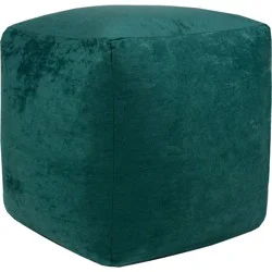 Haven + Key Velvet Square Pouf - Green