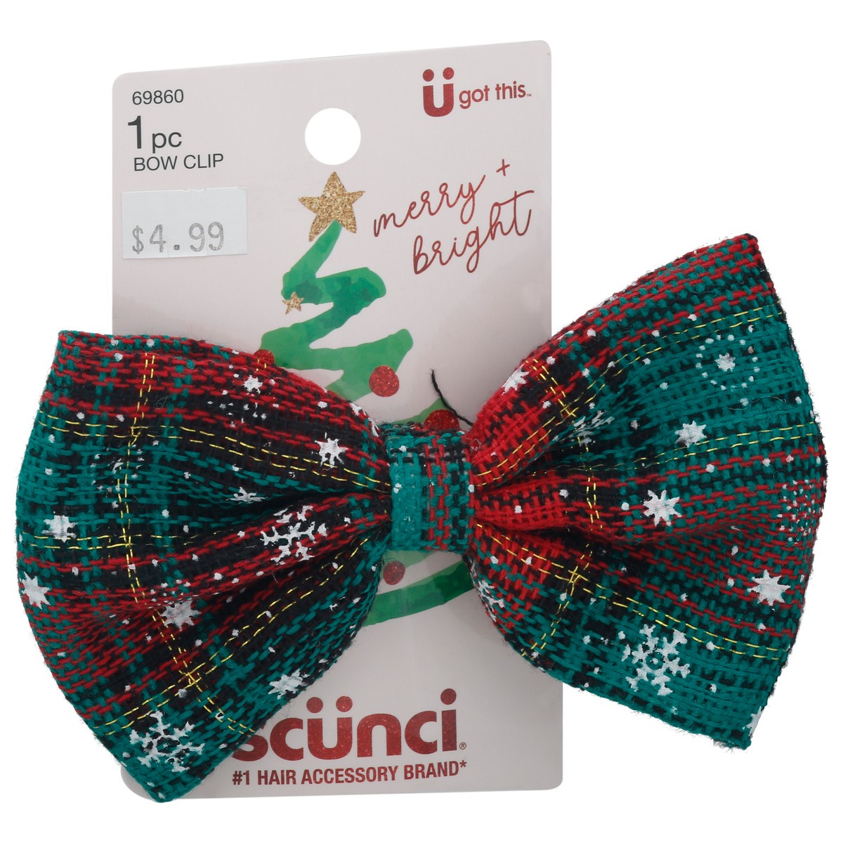 slide 2 of 9, scünci Merry + Bright Bow Clip 1 ea, 1 ct