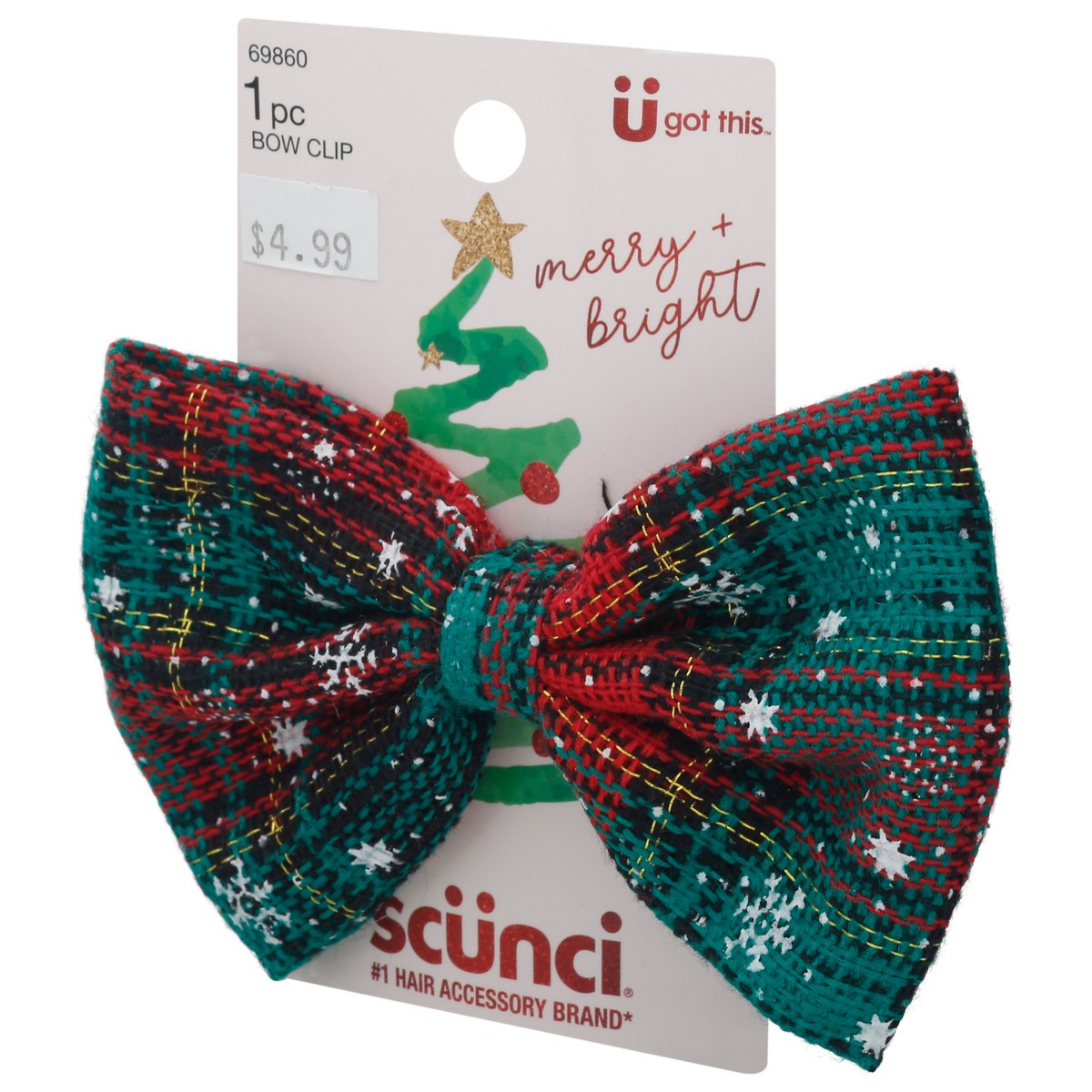 slide 9 of 9, scünci Merry + Bright Bow Clip 1 ea, 1 ct