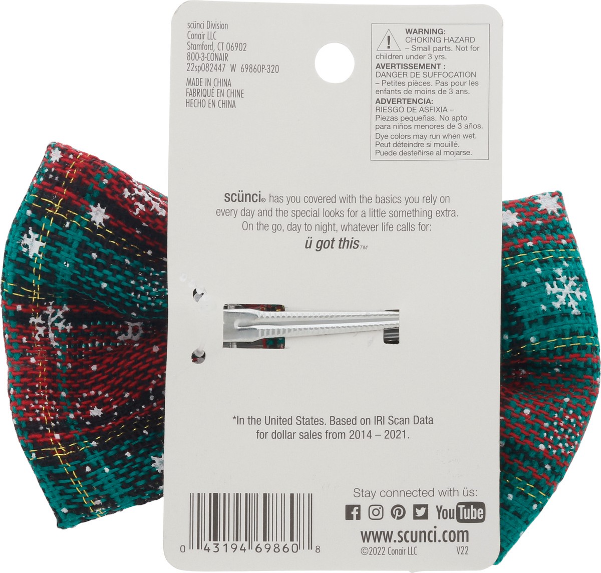 slide 4 of 9, scünci Merry + Bright Bow Clip 1 ea, 1 ct