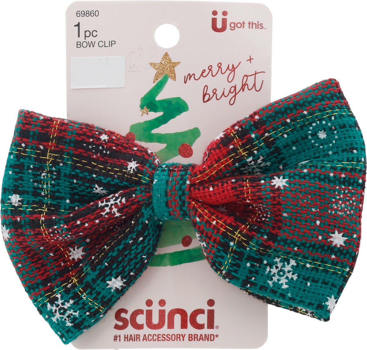 slide 5 of 9, scünci Merry + Bright Bow Clip 1 ea, 1 ct