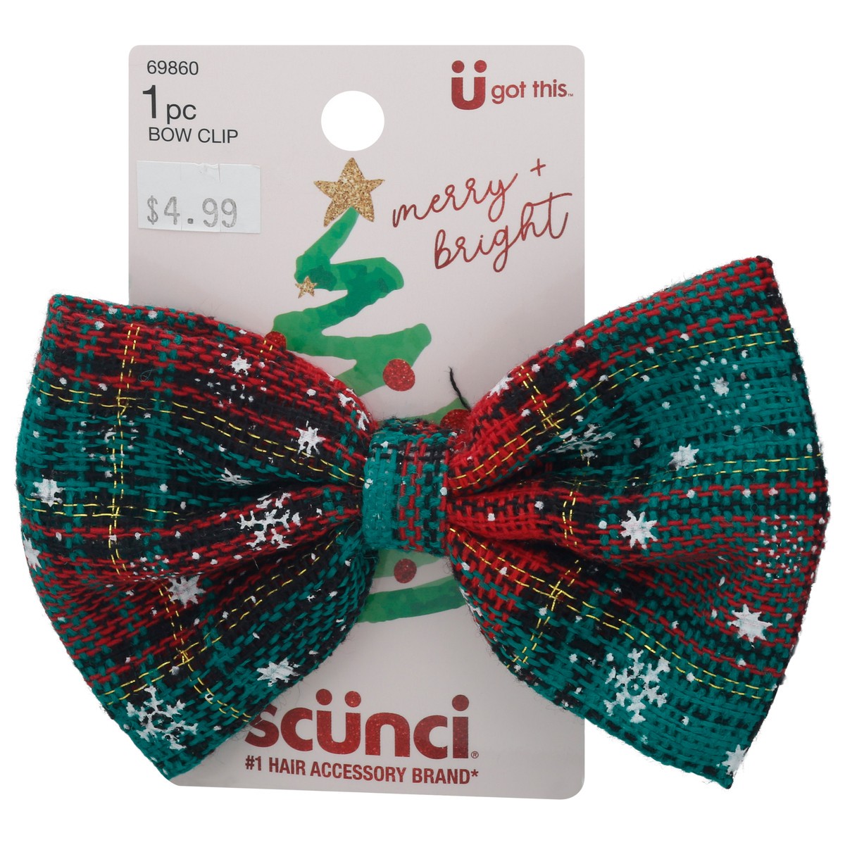 slide 1 of 9, scünci Merry + Bright Bow Clip 1 ea, 1 ct