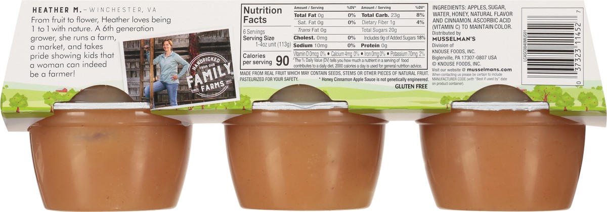 slide 9 of 9, Musselman's Honey Cinnamon Cup Applesauce 6Pk, 24 oz