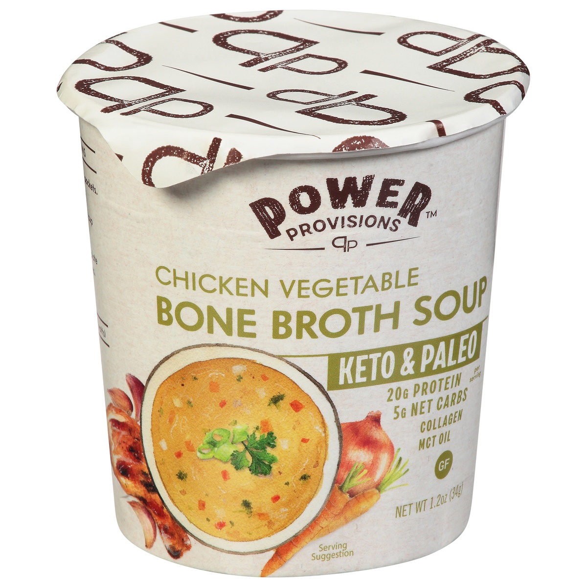 slide 2 of 11, Power Provisions Bone Broth Soup, Chicken Vegetable, 1.2 oz