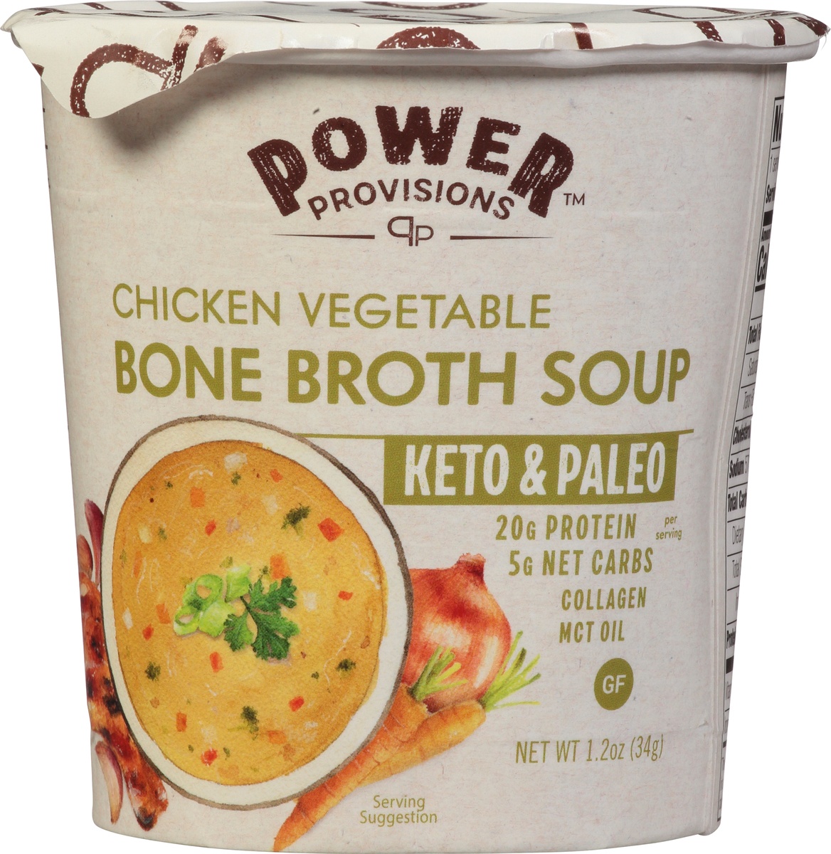 slide 9 of 11, Power Provisions Bone Broth Soup, Chicken Vegetable, 1.2 oz