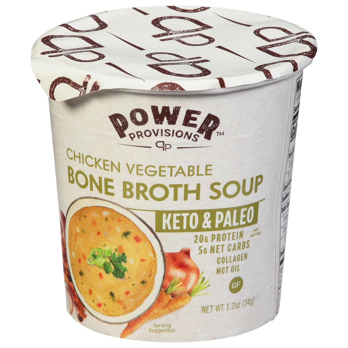 slide 11 of 11, Power Provisions Bone Broth Soup, Chicken Vegetable, 1.2 oz