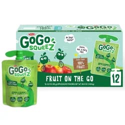 GoGo squeeZ Applesauce & Fruit Puree, Apple Apple Snack Pouches, 3.2 oz Pouches (12 Pk)