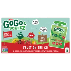 GoGo squeeZ Apple Strawberry Applesauce and Fruit Puree, 12 Pack