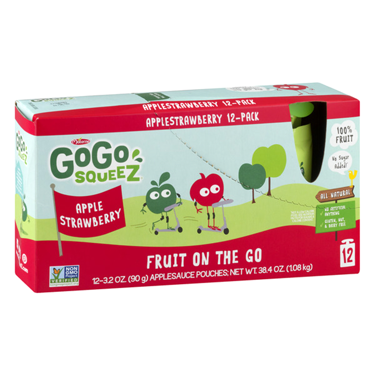 slide 2 of 7, GoGo squeeZ Apple Strawberry Applesauce On The Go Pouches, 12 ct; 3.2 oz