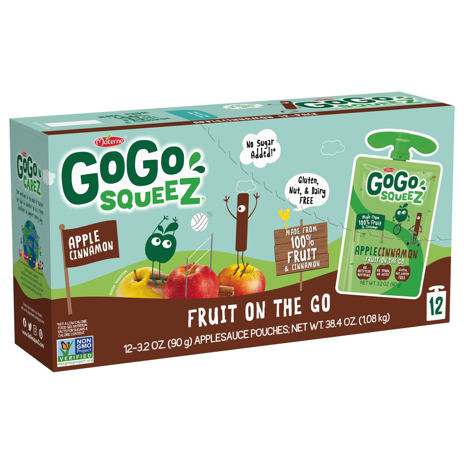 slide 2 of 2, GoGo squeeZ 12-Pack Apple Cinnamon Applesauce 12 Pouches 3.2 oz Pouch 12 ea, 12 ct