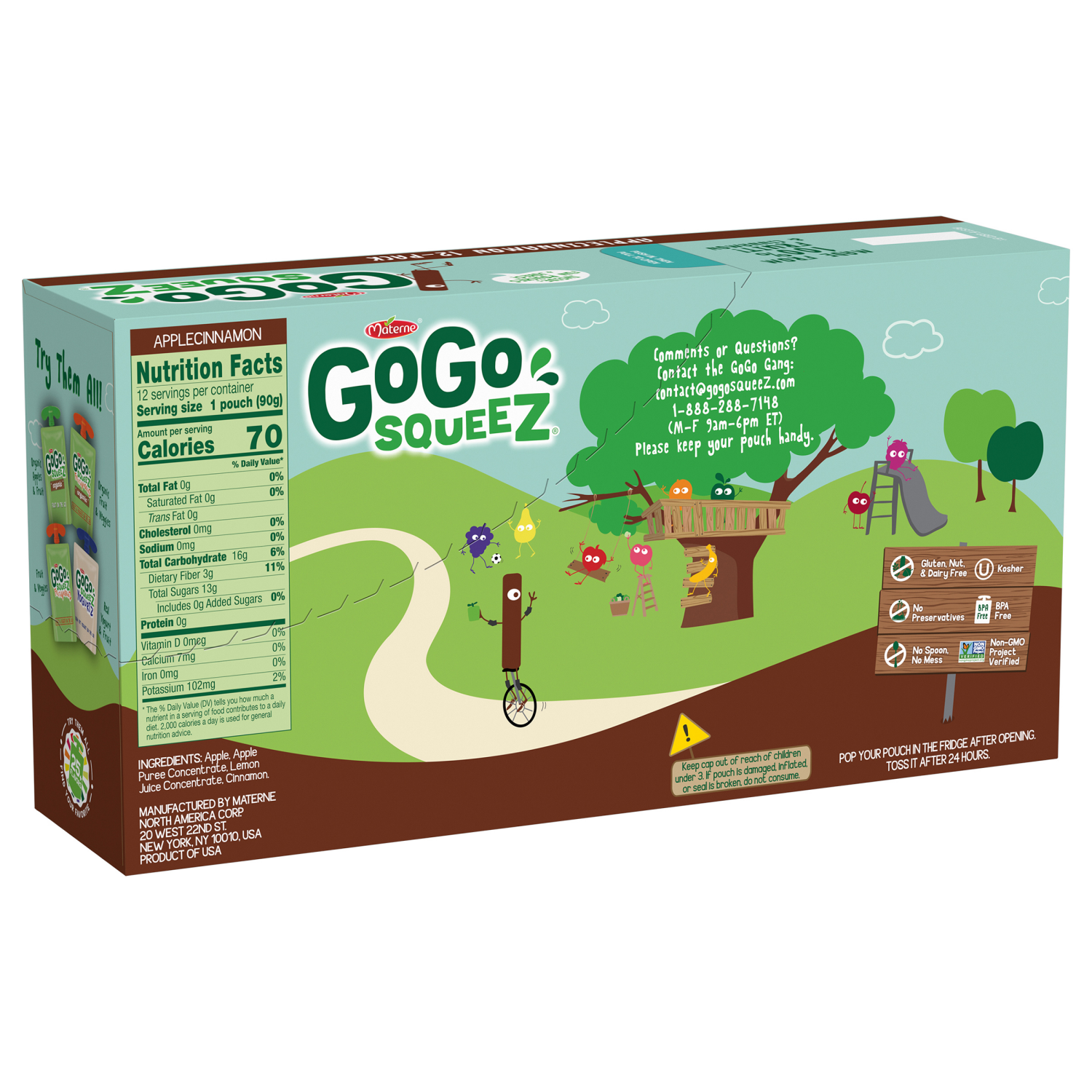 slide 2 of 5, GOGO SQUEEZ APPLE CINNAMON, 3.2 oz (12 Pack), 12 ct