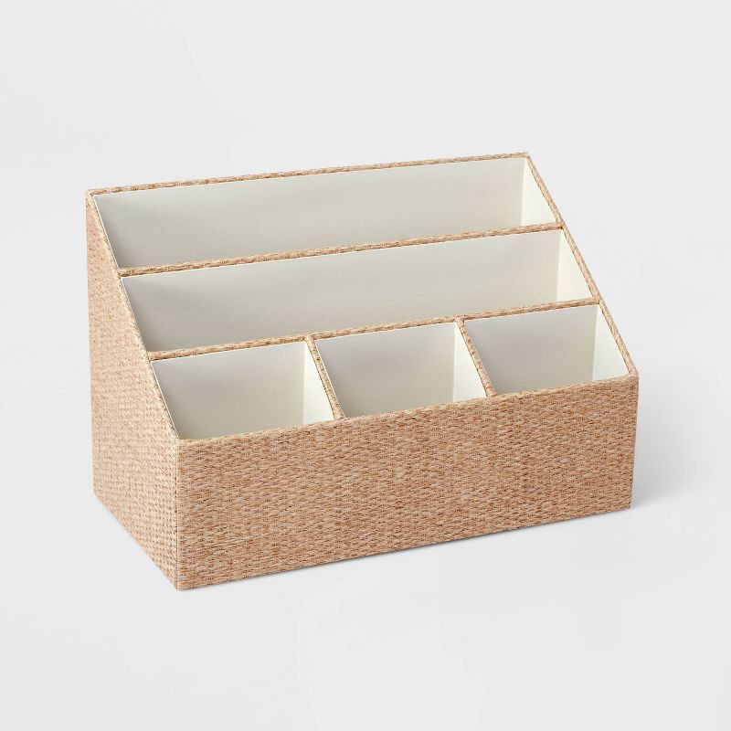 slide 1 of 3, Woven 5-Slot Desktop Storage Set Taupe - Threshold™, 1 ct