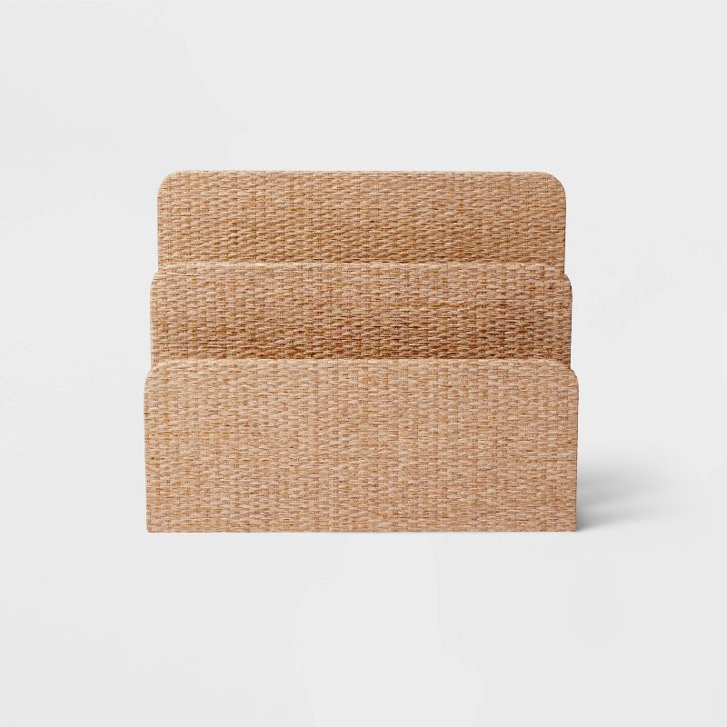 slide 3 of 3, Woven 2-Slot Letter Sorter Taupe - Threshold™: Mail & Desk Organizer, Office Supplies,, 1 ct