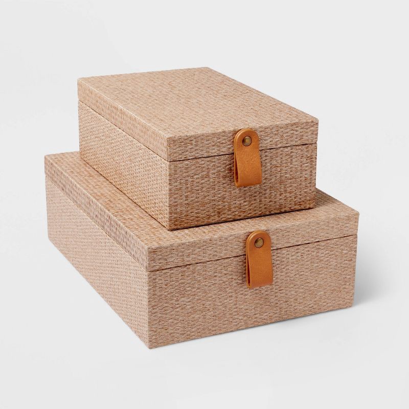 slide 1 of 2, Woven Storage Boxes Set of 2 Taupe - Threshold™: Desk & Office Organizers, , Recycled Materials, 1 ct