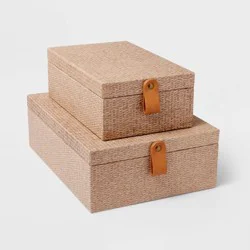 Woven Storage Boxes Set of 2 Taupe - Threshold™: Desk & Office Organizers, , Recycled Materials