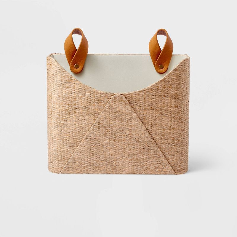 slide 3 of 3, Woven Wall Pocket with Faux Leather Loop Taupe - Threshold™: Wall File & Mail Organizer, Office Holder,, 1 ct