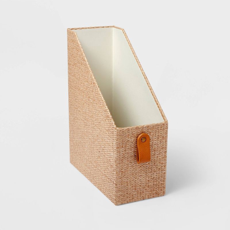 slide 1 of 3, Woven Magazine File Holder Taupe - Threshold™, 1 ct