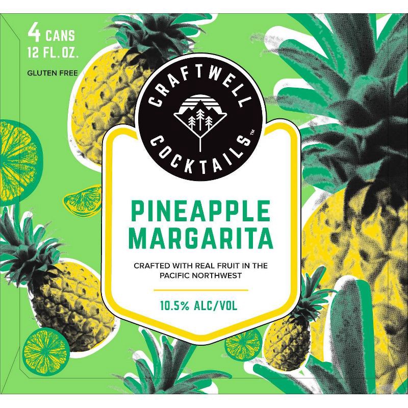 slide 2 of 5, Craftwell Cocktails Craftwell Pineapple Margarita - 4pk/12 fl oz Cans, 4 ct; 12 fl oz