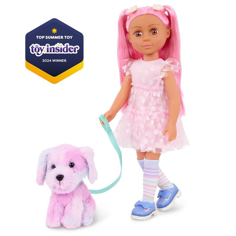 slide 3 of 8, Glitter Girls Posable Pink Doll and Pup Set Cara & Sprinkles, 1 ct