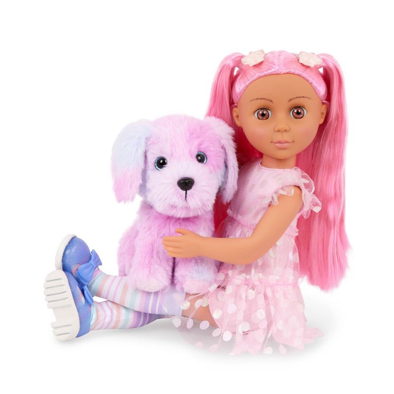 slide 5 of 8, Glitter Girls Posable Pink Doll and Pup Set Cara & Sprinkles, 1 ct