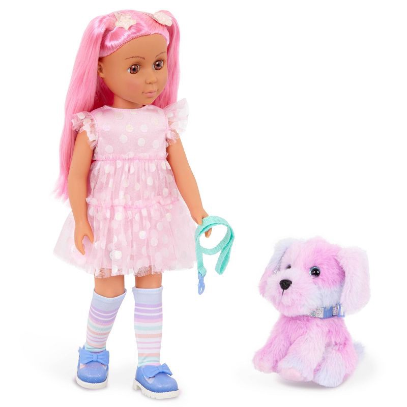 slide 7 of 8, Glitter Girls Posable Pink Doll and Pup Set Cara & Sprinkles, 1 ct