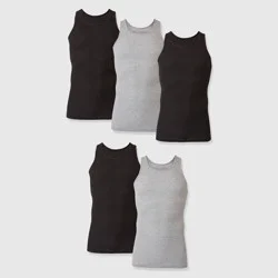 Hanes Premium Men's Comfort Tank Top Undershirt 5pk - Black/Gray XXL: Classic Fit, Tagless, Moisture Wicking, Breathable Fabric