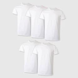 Hanes Premium Men's Short Sleeve Crew Neck T-Shirt 5pk - White XXL: Cotton, Tagless, Moisture Wicking