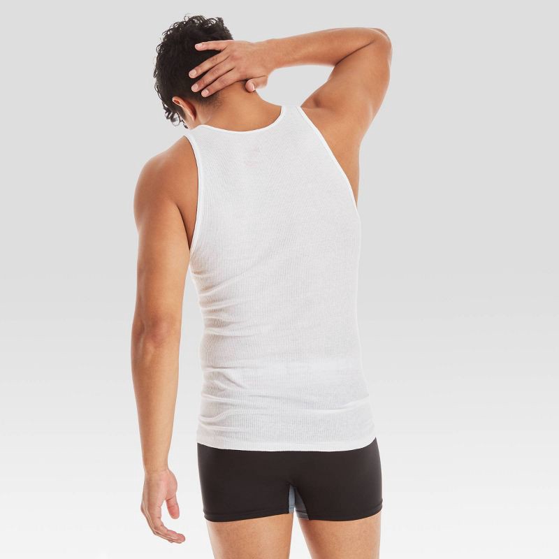 slide 3 of 4, Hanes Premium Men's Comfort Tank Top Undershirt 5pk - White XL: 100% Cotton, Lightweight, Breathable, Moisture Wicking, Tagless, 5 ct