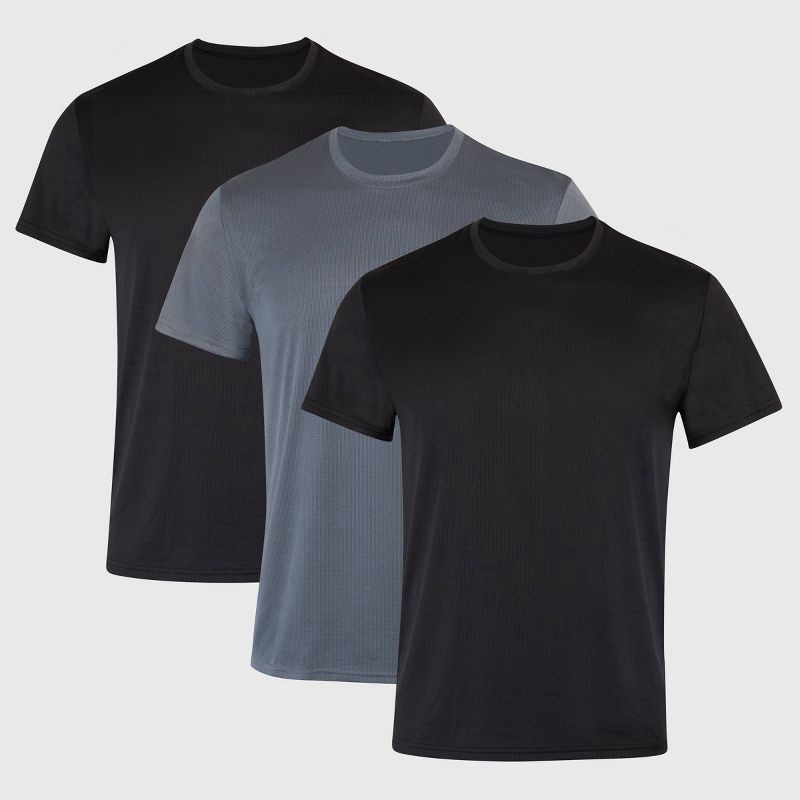 Hanes Premium Men's X-Temp Mesh Short Sleeve Crewneck T-Shirt 3pk -  Black/Gray L 3 ct