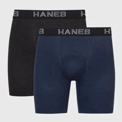 Hanes Premium Men's Seamless Boxer Briefs 2pk - Heathered Gray S 2
