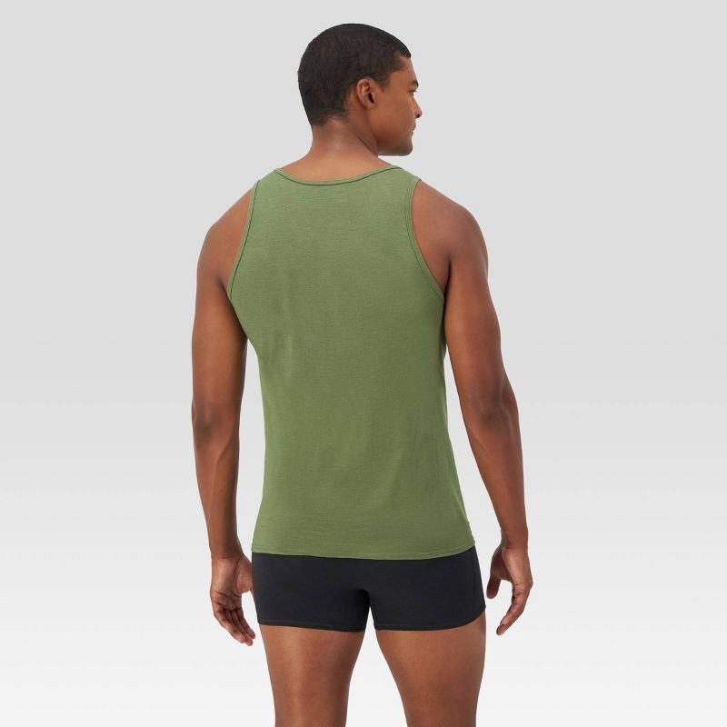 Hanes Premium Men's Explorer Tank Top Undershirt 2pk - Heathered Olive  Green/black : Target