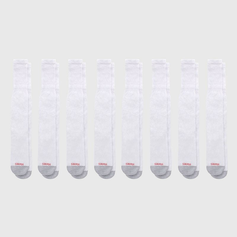 slide 2 of 3, Hanes Red Label Men's FreshIQ Over-the-Calf Tube Socks 8pk - White 6-12: Breathable, Moisture Wicking, Cushioned Sole, 8 ct