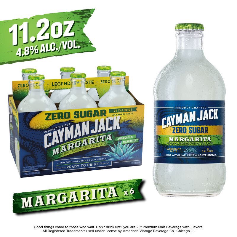slide 3 of 16, Cayman Jack Margarita Zero - 6pk/11.2 fl oz Bottles, 6 ct; 11.2 fl oz