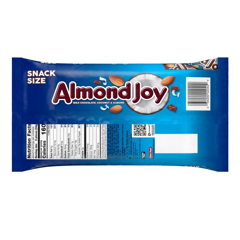 Almond Joy Coconut And Almond Chocolate Snack Size Candy Bars - 11.3oz ...