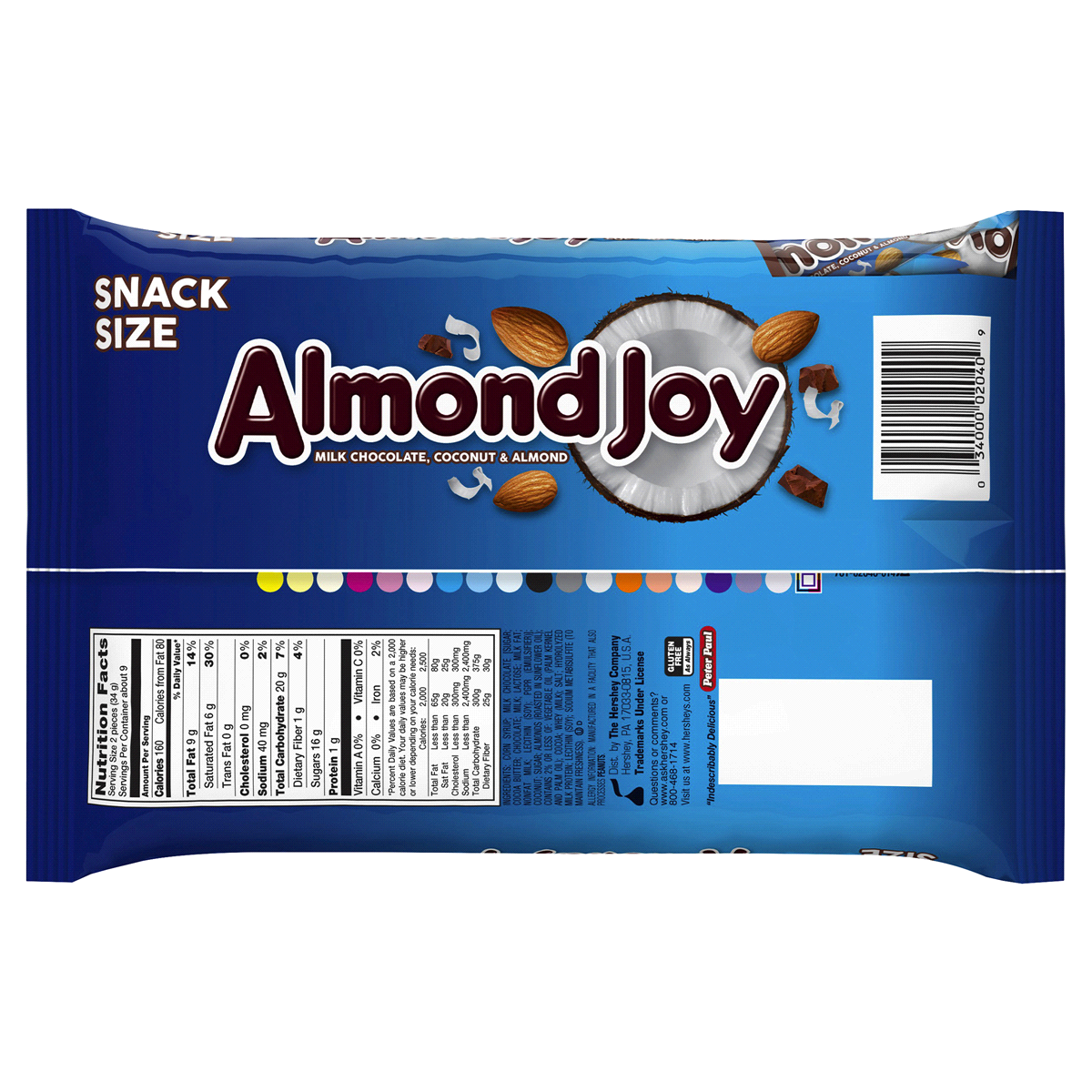 Almond Joy Coconut And Almond Chocolate Snack Size Candy Bars - 11.3oz ...