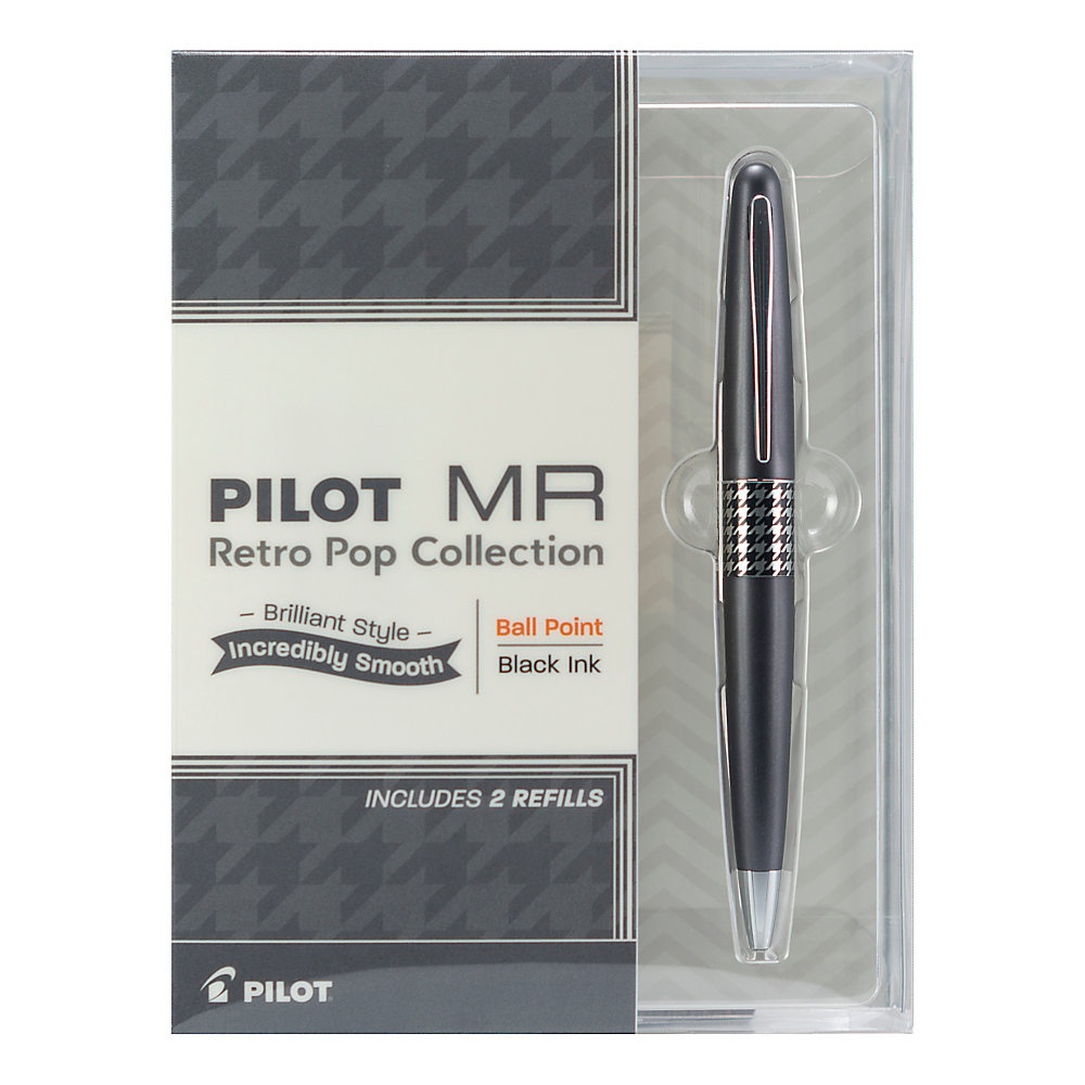 slide 1 of 1, Pilot Metropolitan Retro Pop Ballpoint Pen, Medium Point, 1.0 Mm, Gray Houndstooth Barrel, Black Ink, 1 ct