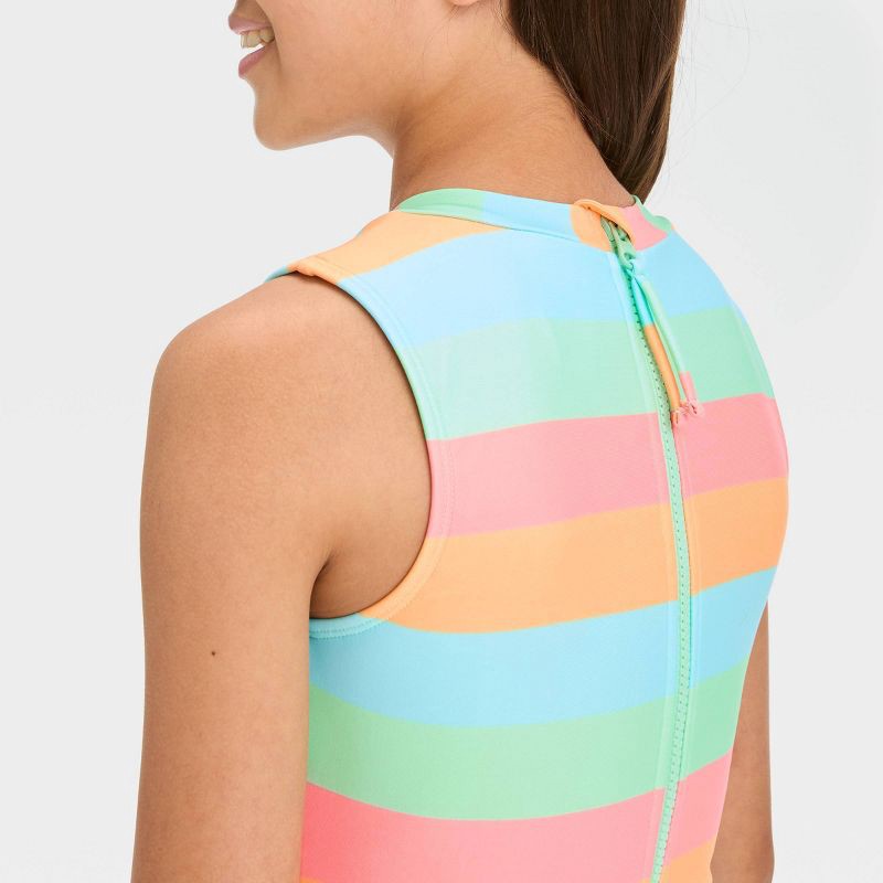 slide 2 of 3, Girls' Sweet Summer Striped One Piece Swimsuit - art class™ L, 1 ct
