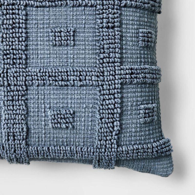 slide 3 of 4, Threshold designed w/Studio McGee Tufted Geo Lumbar Throw Pillow Steel - Threshold™ designed with Studio McGee: Cotton, Indoor, Zipper Closure, Rectangular Shape, 1 ct