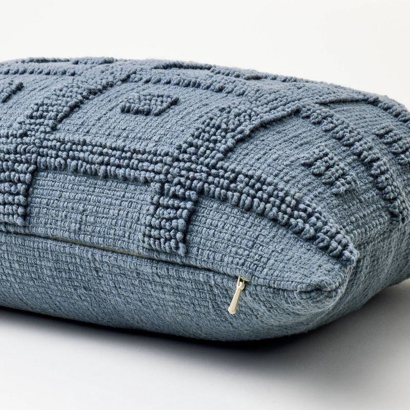 slide 4 of 4, Threshold designed w/Studio McGee Tufted Geo Lumbar Throw Pillow Steel - Threshold™ designed with Studio McGee: Cotton, Indoor, Zipper Closure, Rectangular Shape, 1 ct