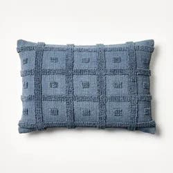 Threshold designed w/Studio McGee Tufted Geo Lumbar Throw Pillow Steel - Threshold™ designed with Studio McGee: Cotton, Indoor, Zipper Closure, Rectangular Shape